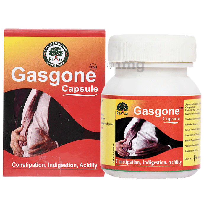 Raasa Gasgone Capsule Ayurvedic Digestive Health Supplement for Acidity, Constipation, Gas Relief Capsule