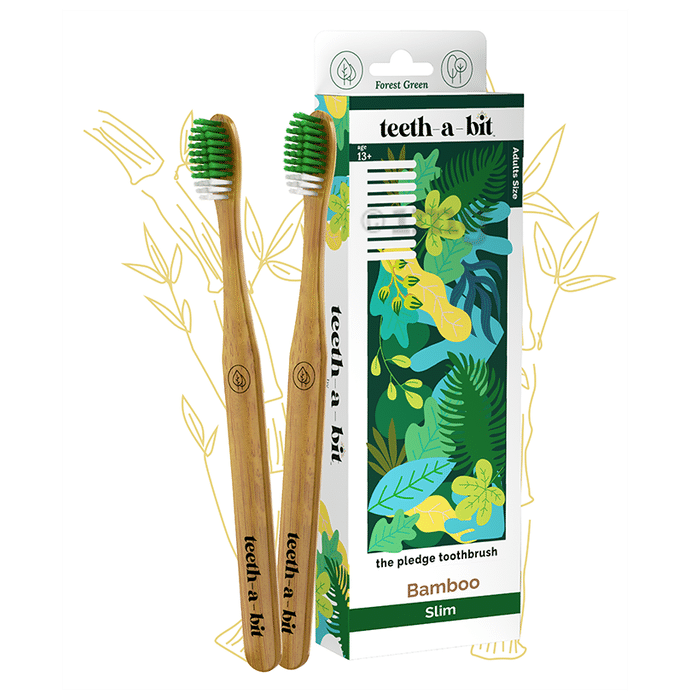 Teeth-A-Bit The Pledge Bamboo Adults Toothbrush Slim Forest Green