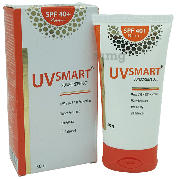 UVsmart SPF 40+ Sunscreen Gel PA++++ | For UVA, UVB & IR Protection | pH Balanced, Water-Resistant & Non-Greasy