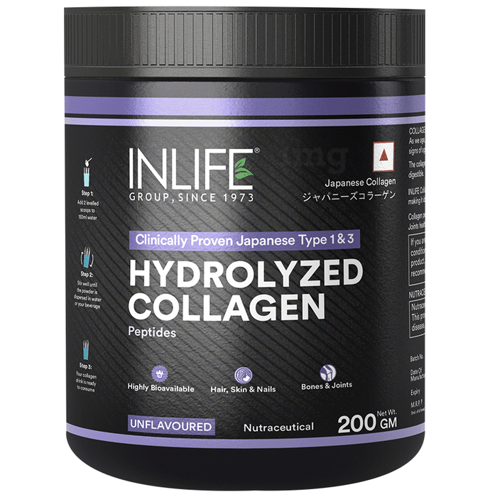 Inlife Japanese Collagen Peptide Powder With Type 1 & 3 for Women & Men Powder Unflavored