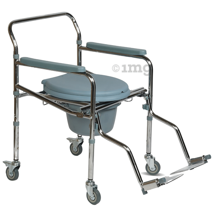 VMS Careline VWE 1052 Foldable Commode Wheelchair with Splash Guard Mobile
