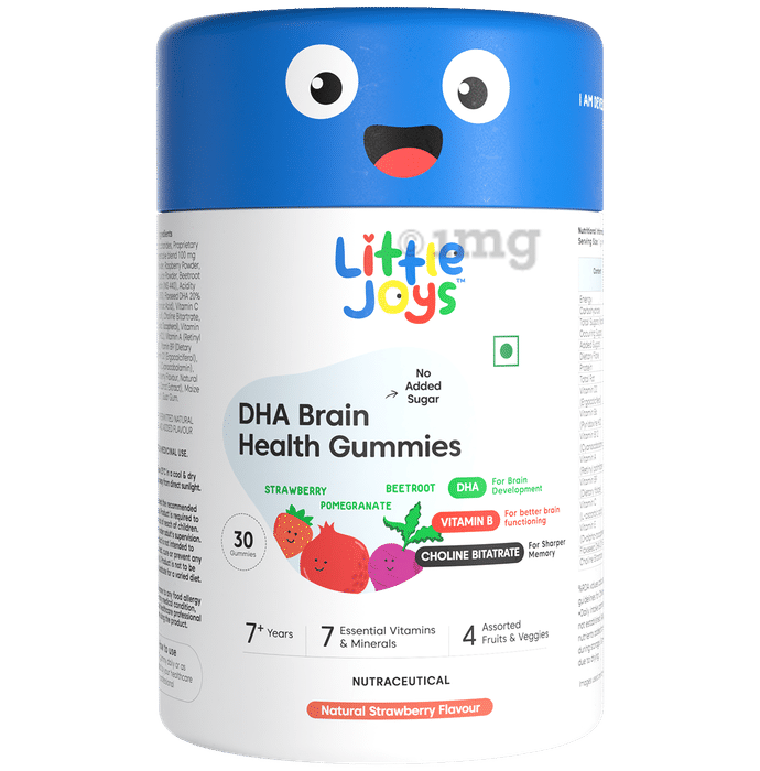 Little Joys DHA Brain Health Gummies for 7+ Years Natural Strawberry No Added Sugar