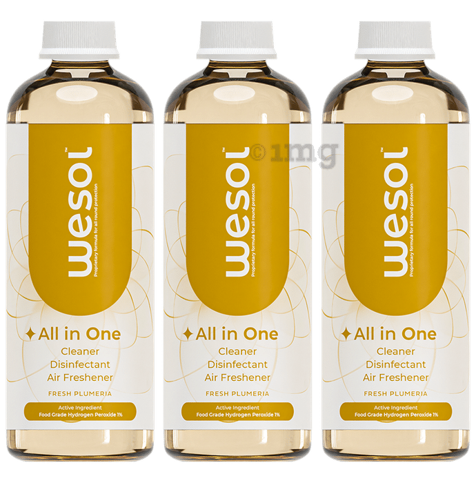 Wesol Food Grade Hydrogen Peroxide 1% All in One Multi Surface Cleaner Liquid, Disinfectant and Air Freshner (500ml Each) Fresh Plumeria