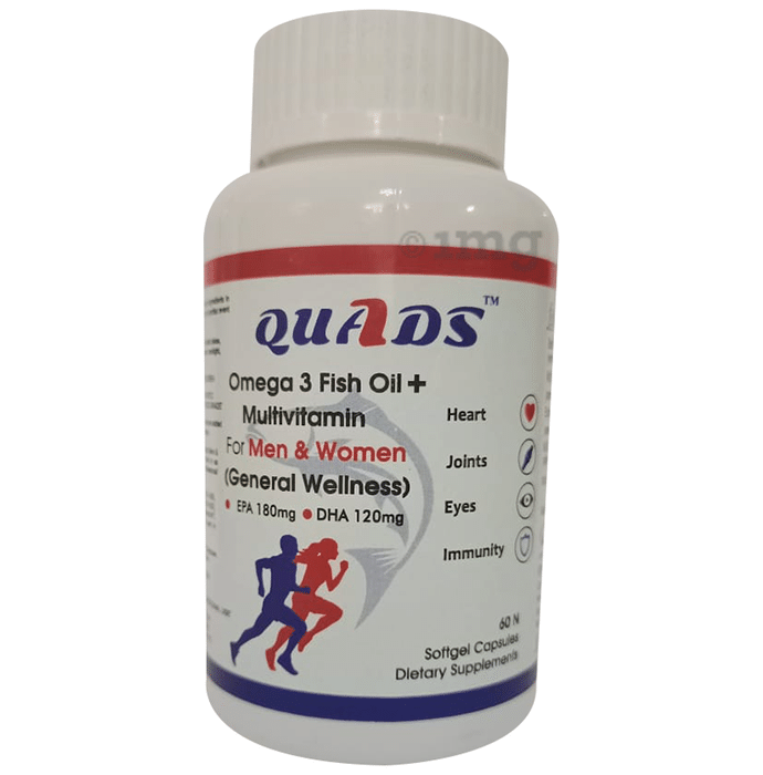 Quads Omega 3 Fish Oil + Multivitamin Softgel Capsule