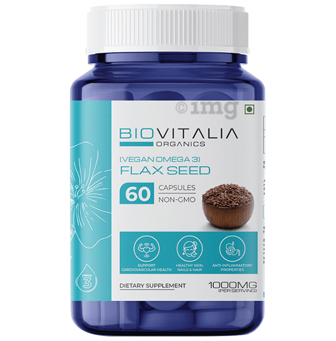 Biovitalia Organics Flax Seed (Vegan Omega 3) 1000mg Capsule