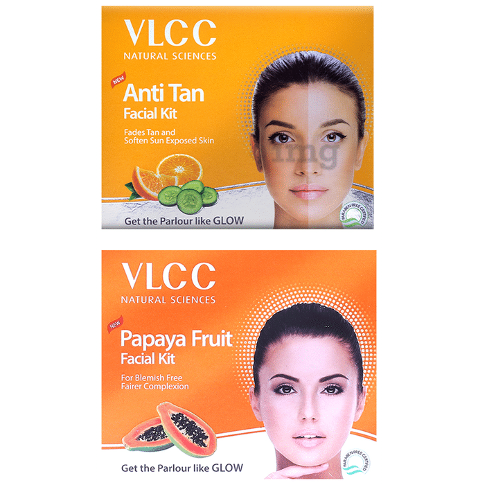 VLCC Combo Pack of VLCC Anti Tan Facial Kit & Papaya Premium Facial Kit (60gm Each)