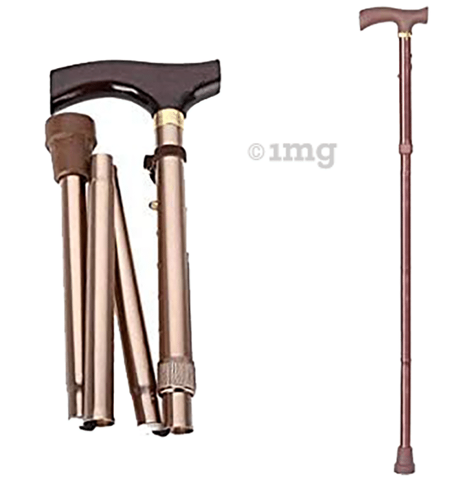 Bos Medicare Surgical 4 Folding Walking Sticks with Height Adjustable Brown