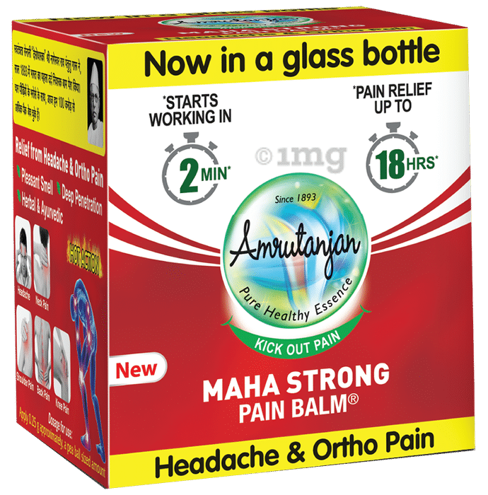 Amrutanjan Maha Strong Pain Balm | Helps Relieve Headache, Knee Pain, Shoulder Pain, Back Pain & Neck Pain