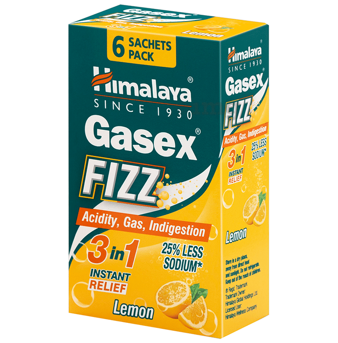 Himalaya Gasex Fizz | | Digestive Wellness| Provides Relief from Acidity & Gas (5gm Each) Lemon