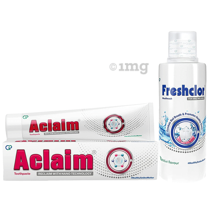 Combo Pack of Aclaim Toothpaste 70gm & Freshclor Mouthwash 200ml