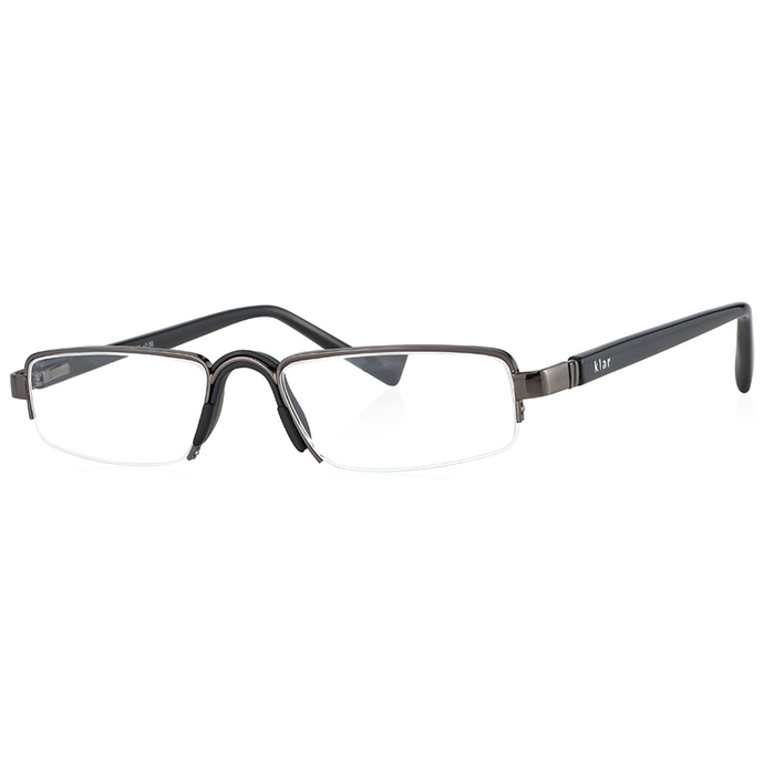 Klar Eye K 1012 Half Rim Rectangle Reading Glasses for Men and Women Shiny Gun Optical Power +2.5