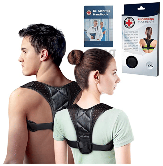 Dr. Arthritis Doctor Developed Posture Support Back Brace & Doctor Written Handbook Medium