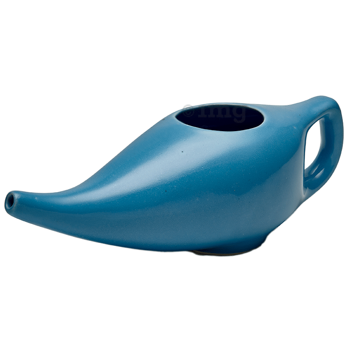 Sarveda Ceramic Jala Neti Pot for Nasal Cleansing Blue