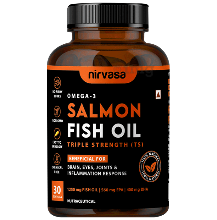 Nirvasa Omega-3 Salmon Fish Oil  Triple Strength (TS) Softgels