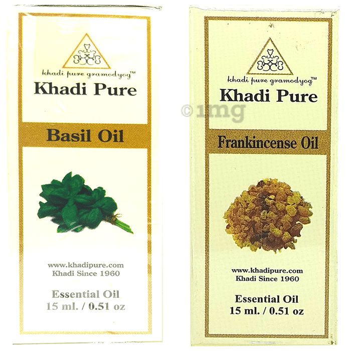 Khadi Pure Combo Pack of Basil Oil & Frankincense Oil (15ml Each)