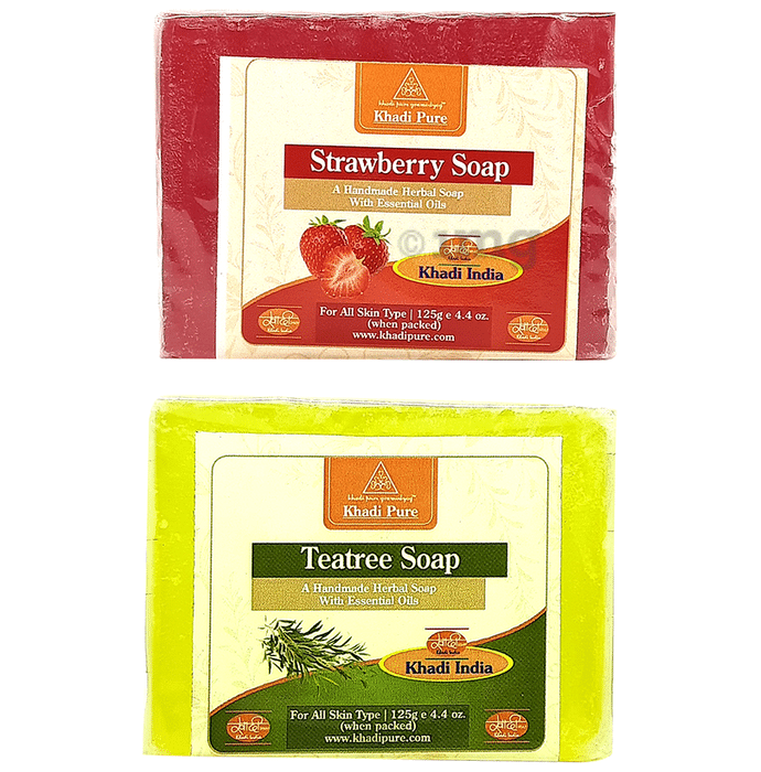 Khadi Pure Combo Pack of Strawberry Soap & Teatree Soap (125gm Each)