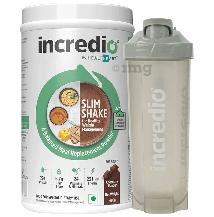 Incredio Slim Shake for Weight Management | Meal Replacement Powder with Shaker  (480gm Each) Chocolate
