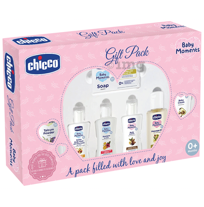 Chicco Baby Moments Baby Caring Gift Pack Set (7 Items) Pink