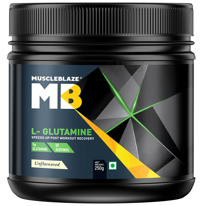 MuscleBlaze Micronized L-Glutamine 5g | For Muscle Growth, Recovery & Immunity | Flavour Powder Unflavoured