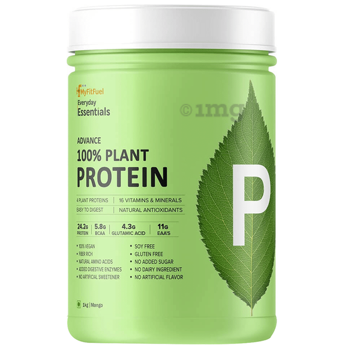 MyFitFuel Advance 100% Plant Protein | 4 Plant Proteins | 16 Vitamins & Minerals | Easy to Digest | Mango