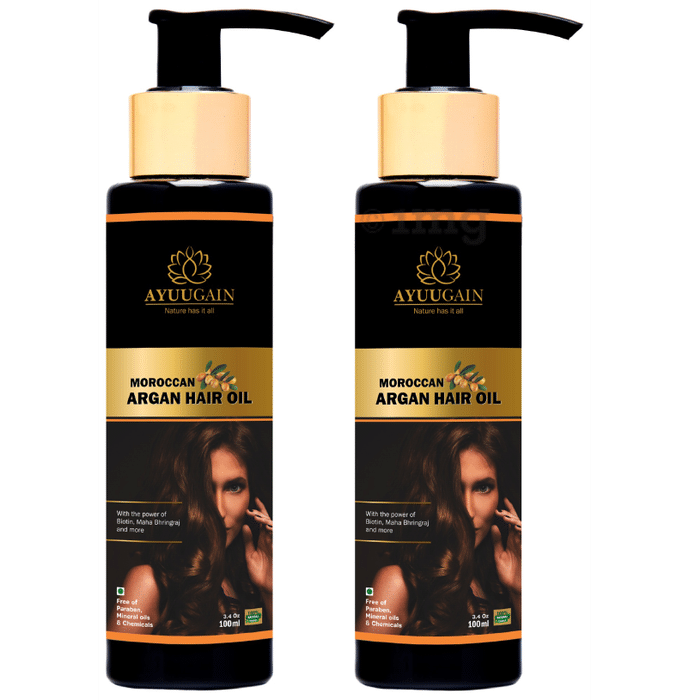 Ayuugain Moroccan Argan Hair Oil (100ml Each): Buy combo pack of 2 bottles  at best price in India | 1mg