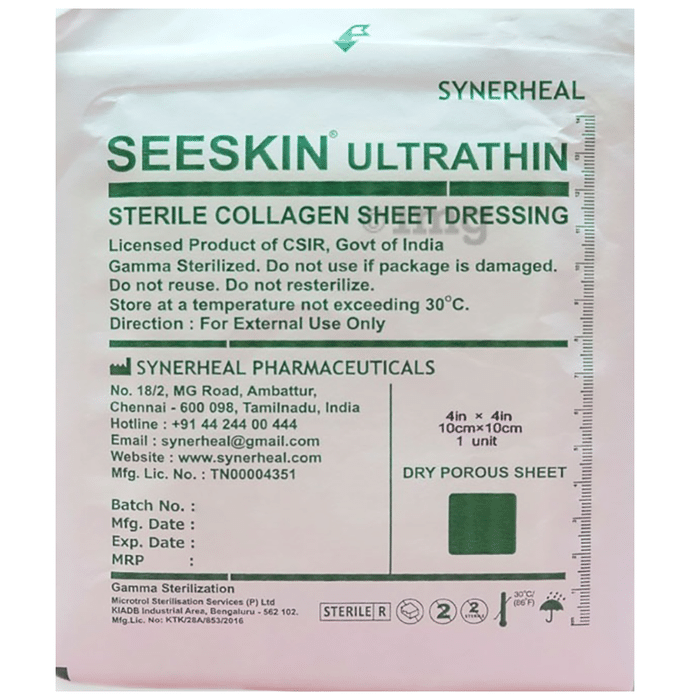SynerHeal Seeskin Ultrathin Sterile Collagen Sheet Dressing 4x4cm