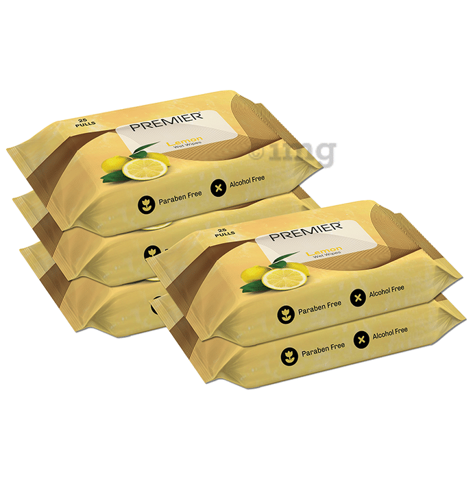 Premier Tissues Wet Wipe (25 Each) Lemon