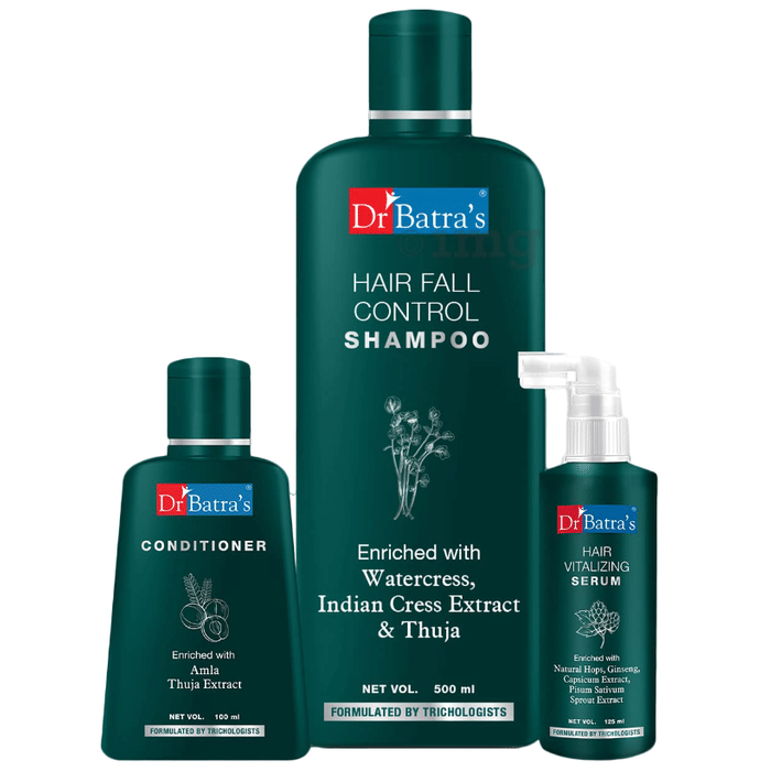 Dr Batra's Combo Pack of Hair Vitalizing Serum 125ml, Conditioner 100ml and Hair Fall Control Shampoo 500ml