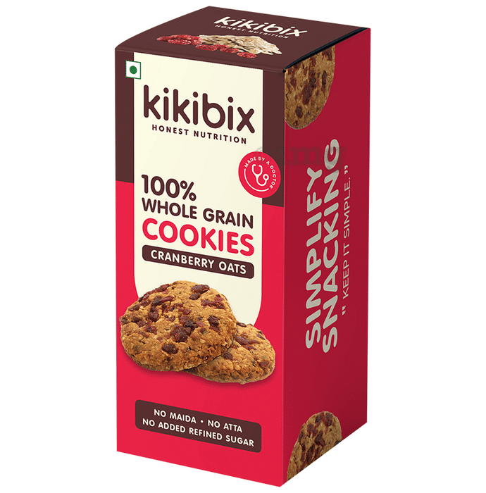 Kikibix 100% Whole Grain Cookies Cranberry Oats