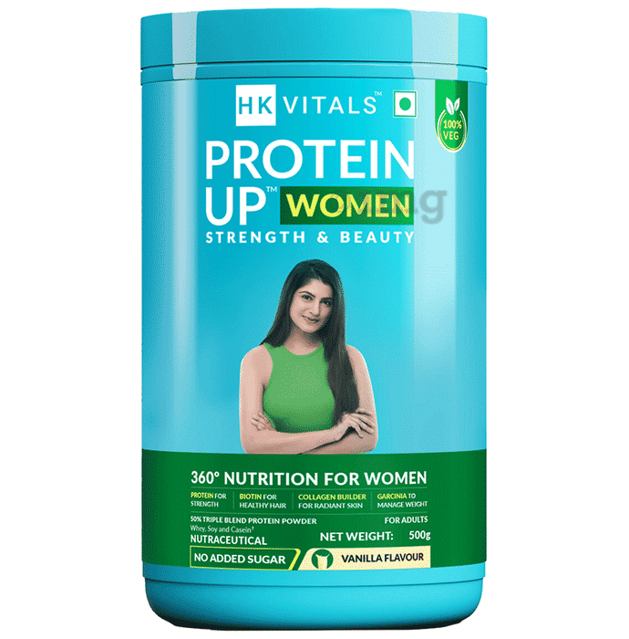 HK Vitals Protein Up Women with Biotin & Garcinia | For Strength & Beauty | Flavour Powder Vanilla