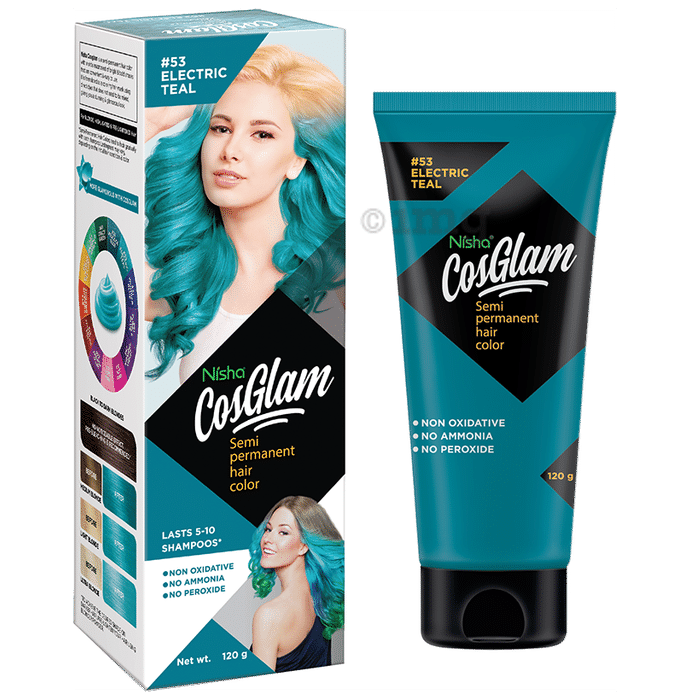 Nisha Cosglam Semi Permanent Hair Color Electric Teal