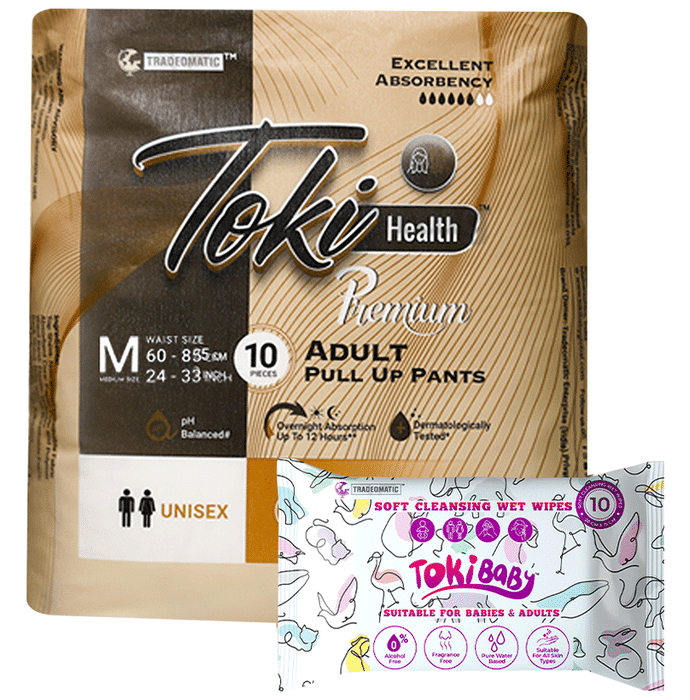 Toki Health Adult Diapers Large (10) & Wet Wipes (10)