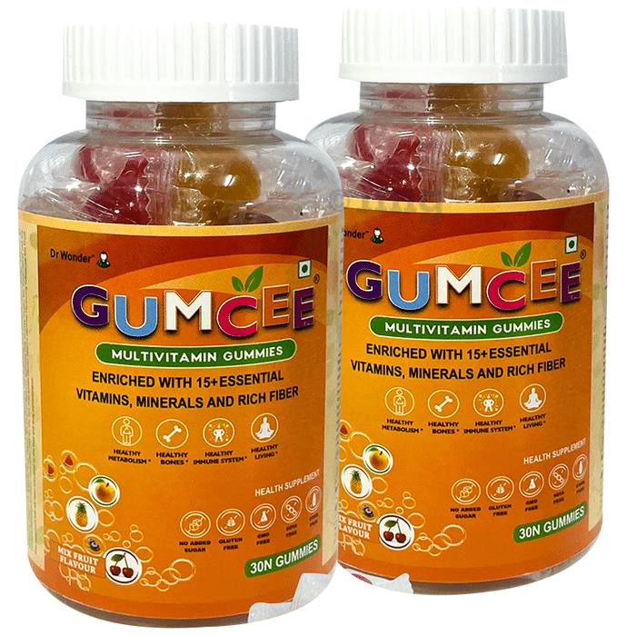 Gumcee Multivitamin Gummies with 15 Essential Vitamins (30 Each) Mix Fruit