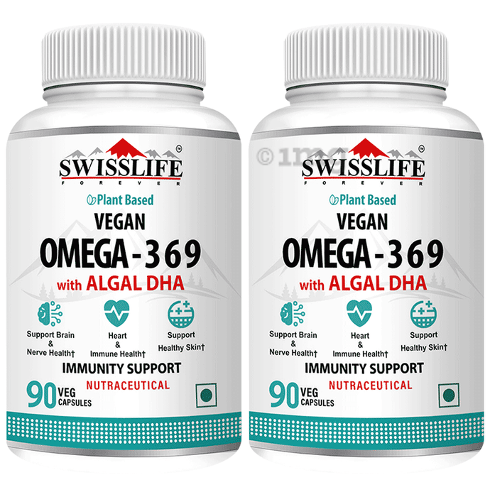 SWISSLIFE FOREVER  Vegan Omega 3 6 9 with Algal DHA  Veg Capsule (90 Each)