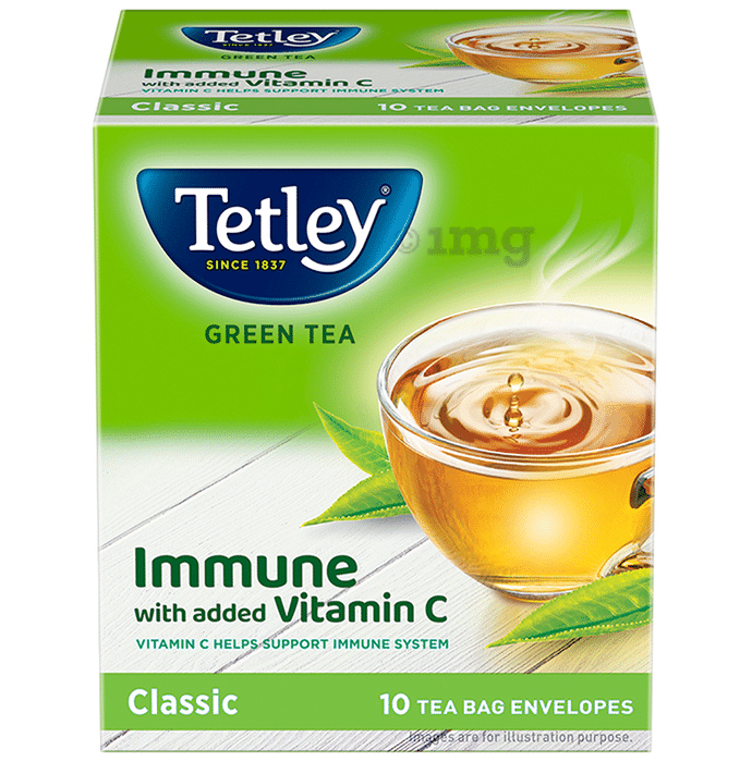 Tetley Green Tea Immune with added Vitamin C Tea Bag (1.3gm Each) Classic