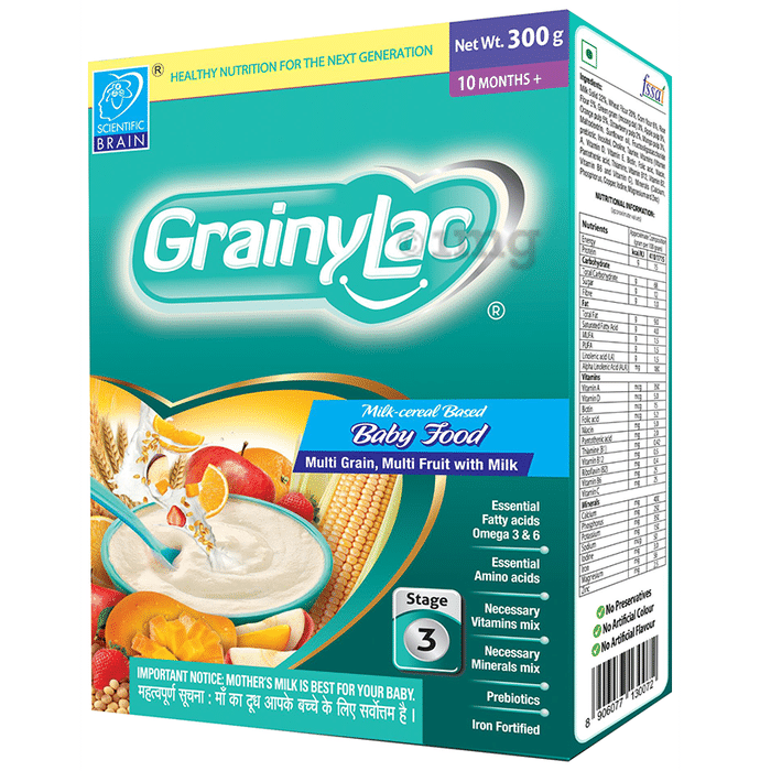 GrainyLac Multi Grain Multi Fruit with Milk Baby Food 10 Months Plus