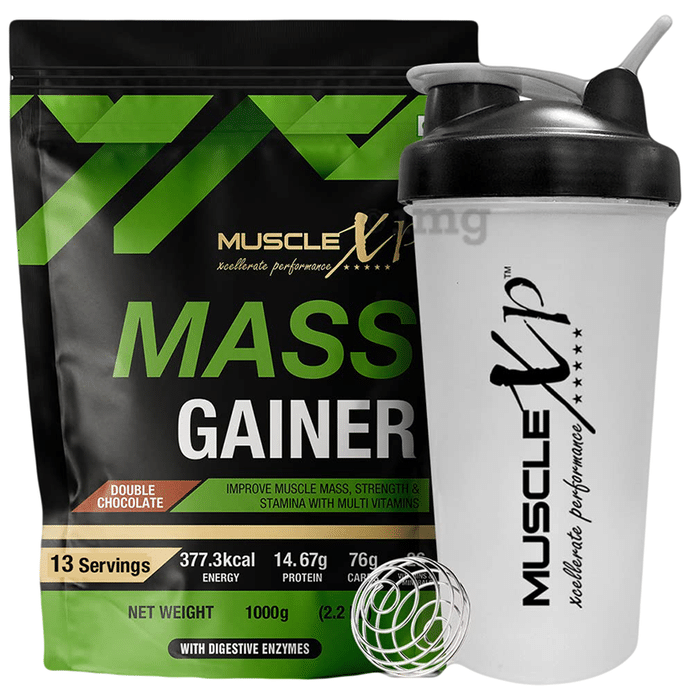 MuscleXP Mass Gainer Double Chocolate with Shaker