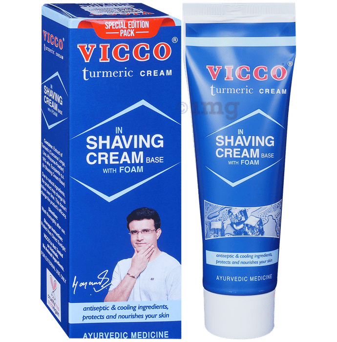 VICCO TURMERIC Antiseptic Cream in Shaving Cream Base with Foam | Protects & Nourishes the Skin