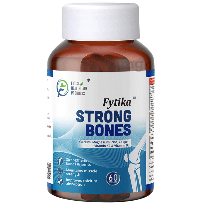 Fytika Strong Bones | With Calcium, Magnesium, Zinc, Vitamin K2 & D3 | Tablet