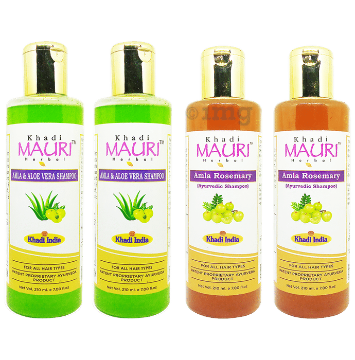 Khadi Mauri Herbal Combo Pack of Amla Aloe Vera & Amla Rosemary Shampoo(210ml Each)
