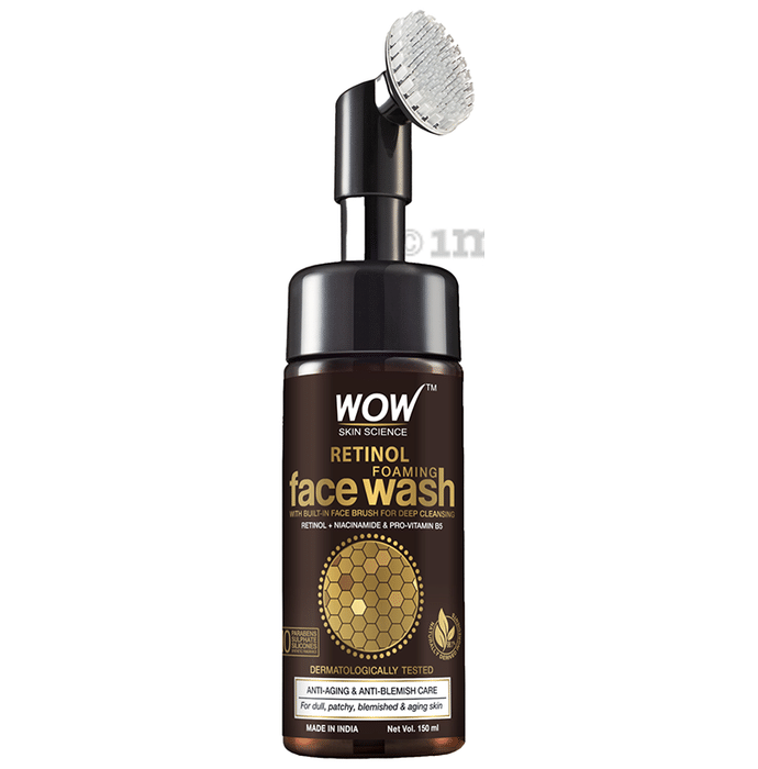 WOW Skin Science Retinol Foaming Face Wash with Built-In Face Brush