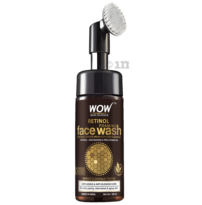 WOW Skin Science Retinol Foaming Face Wash with Built-In Face Brush