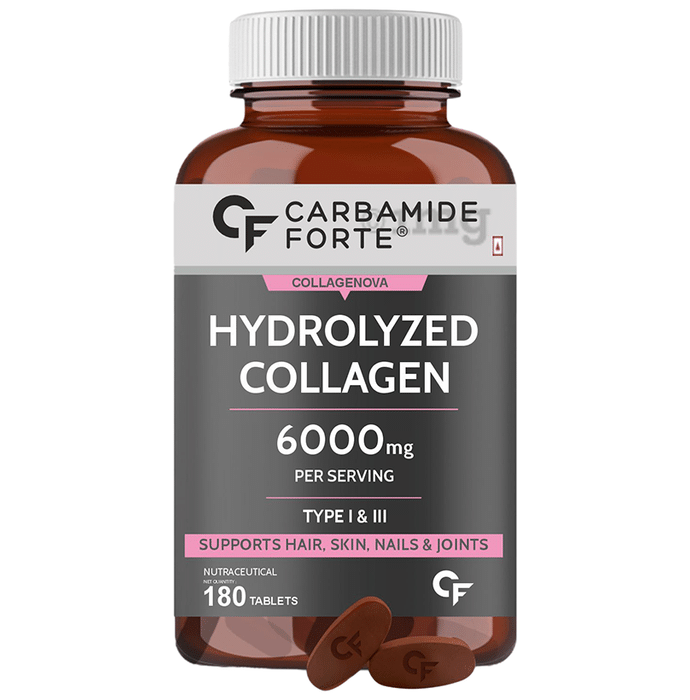 Carbamide Forte Hydrolyzed Collagen Peptide  3000 mg Type I & III  | For Hair, Skin, Nails & Joints | Tablet