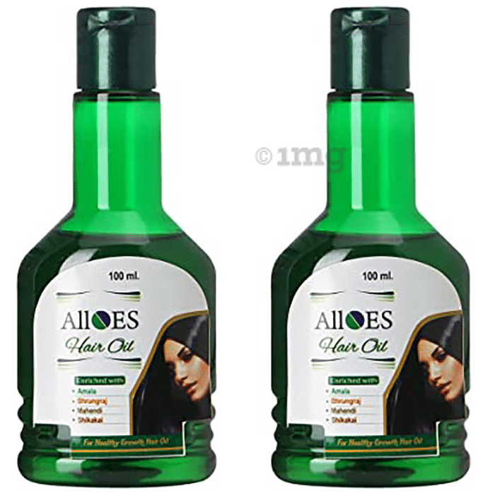 Alloes Hair Oil for Hair Growth with Amla,Bhringraj,Mehndi and Shikakai (100ml Each)