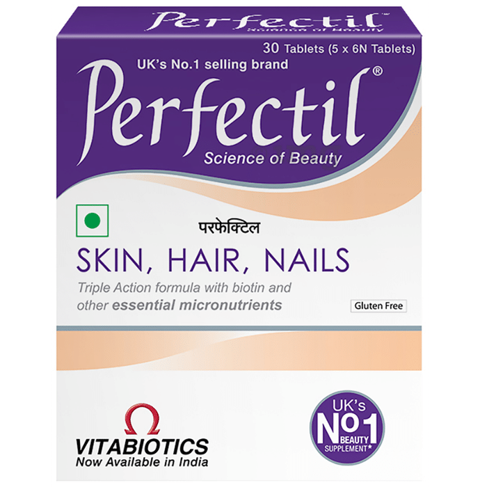 Perfectil Skin, Hair, Nail Supplement with Biotin, Vitamin C & Micronutrients | Gluten-Free Tablet