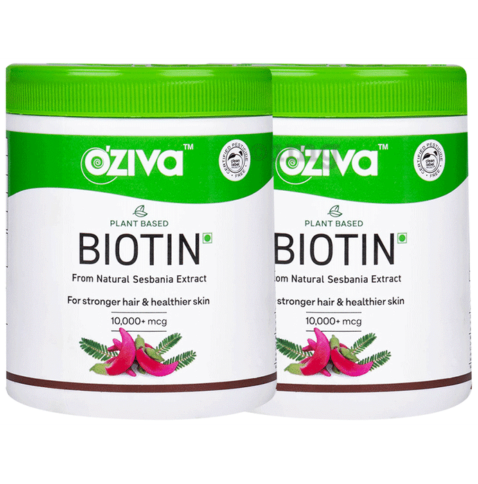 Oziva Plant Based Biotin 10000 mcg for Stronger Hair & Healthier Skin (250gm Each)