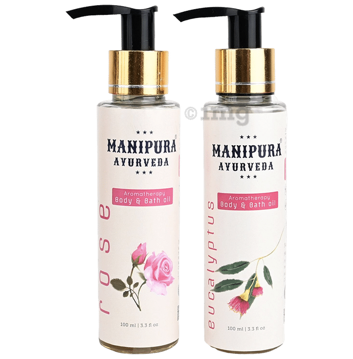 Manipura Ayurveda Combo Pack of Rose & Eucalyptus Aromatherapy Body & Bath Oil (100ml Each)