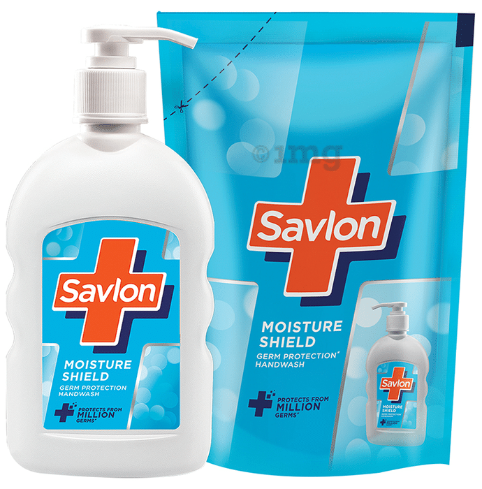 Savlon Combo Pack of Germ Protection Handwash 200ml & Refill Pouch 175ml Moisture Shield