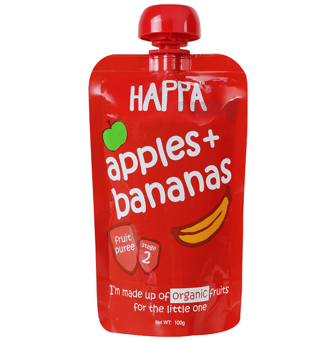Happa Fruit Puree Stage 2 Apples+Bananas