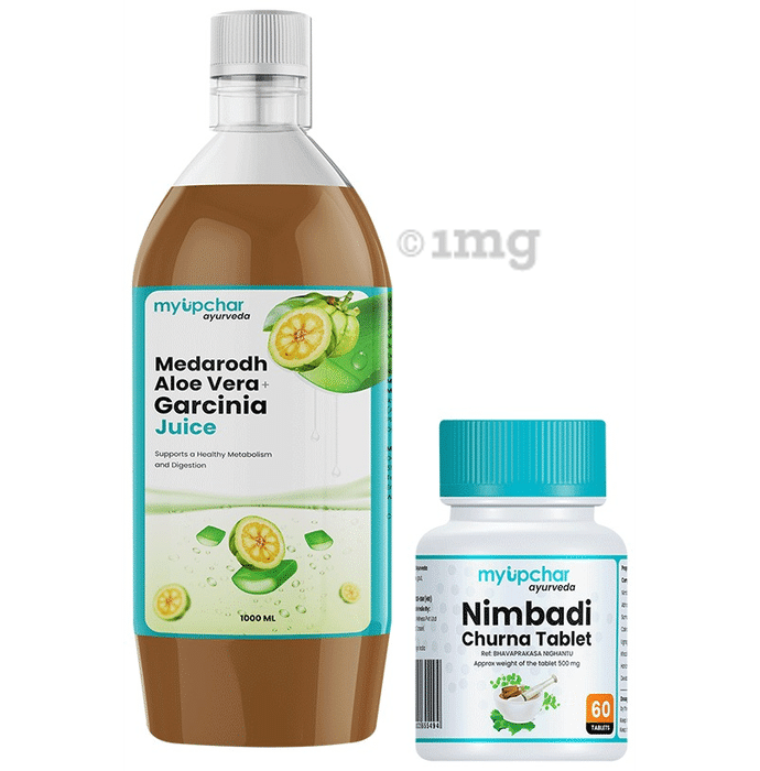 Myupchar Ayurveda Combo Pack of Nimbadi Churna Tablet (60) & Medarodh Aloe Vera + Garcinia Juice (1000ml)